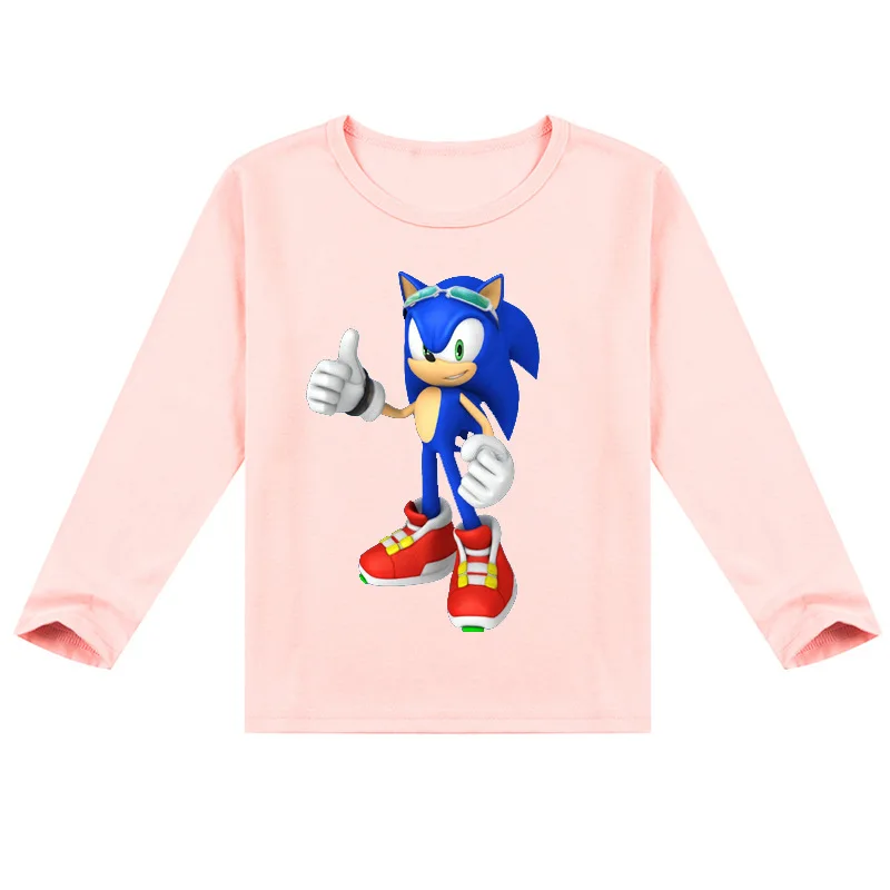 

2-16Years Children Sonic The Hedgehog Kids Clothing Toddler Boys Long Sleeves Tops for Girls Tshirts Baby Cartoon Casual Clothes