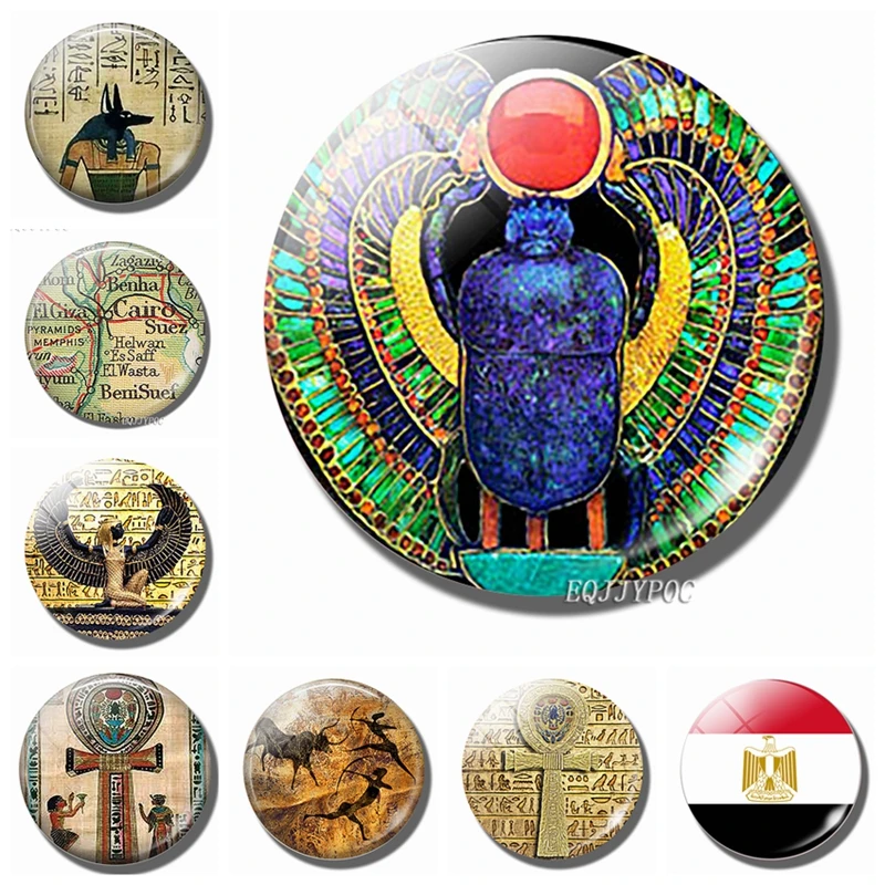 50 мм Древний Египет магниты на холодильник стекло Scarab Isis Anubis Cleopatra Scarab Египетский крест магнитные наклейки на холодильник Декор