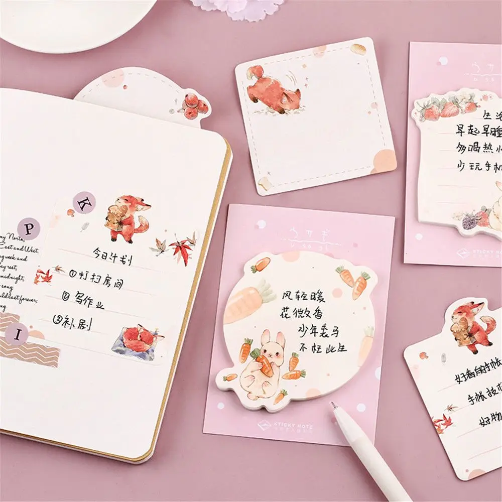 30 листов блокнот для записей с мультяшными животными милый кролик лиса клейкие