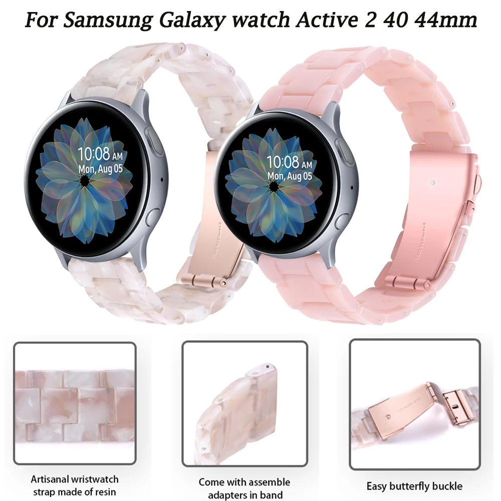 

Resin 20MM Watch Bamd Strap For Samsung Galaxy Watch 4 Classic 42 46mm Bracelet Galaxy Watch4 /Active 2 40 44mm Smartwatch Wrist