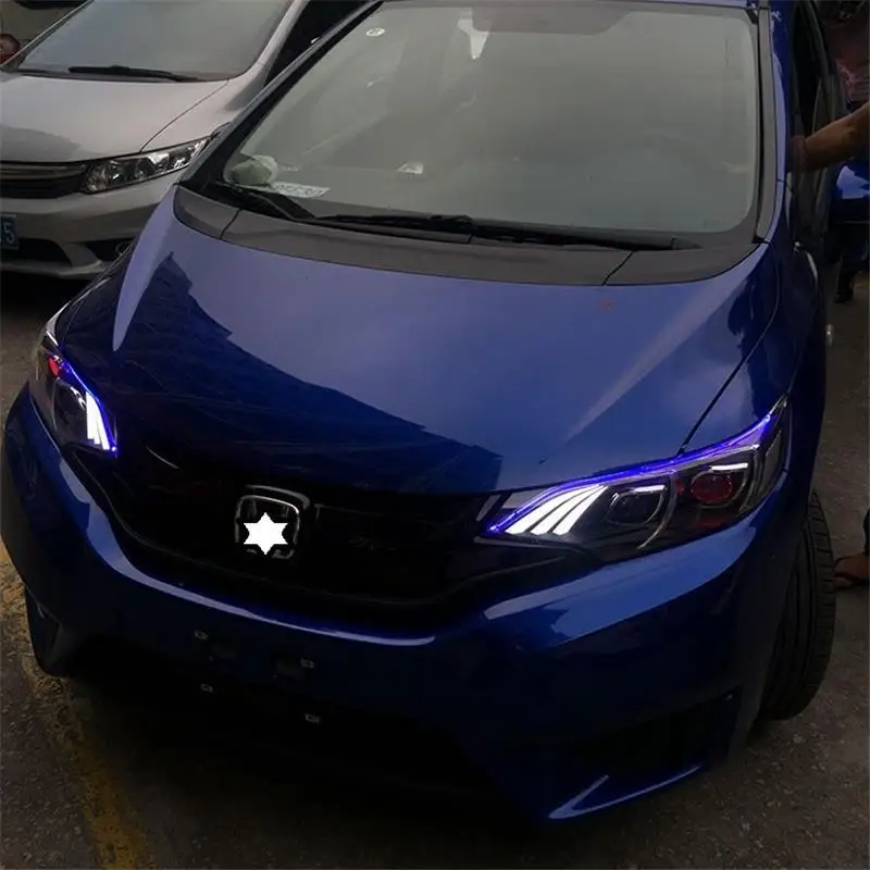Cob боковые поворотные сигнальные части Automovil Стайлинг авто лампы светодиодные ходовые фары Задние Автомобильные фары в сборе 14 15 16 для Honda Fit