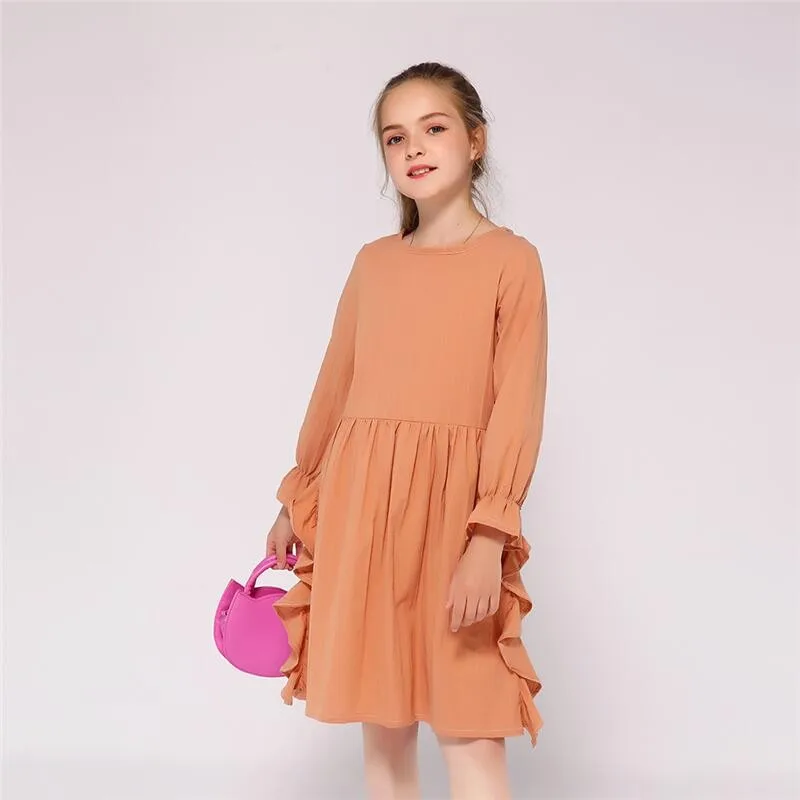 Kseniya Kids Spring Autumn White Ruffle Collar Long Sleeve Girls Baptism Dress For 2 to 9 Years | Детская одежда и обувь