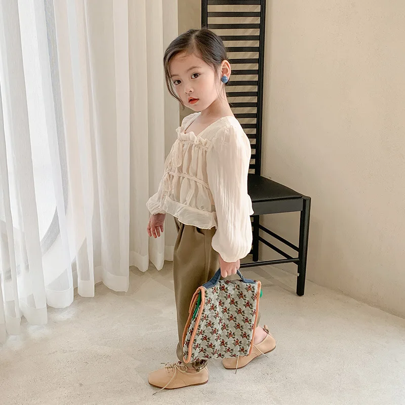 

Girls Blouse +Pants 2Pcs/Sets2021 Elegant Spring Summer Toddler Kids Outwear Kids Cotton Tracksuit Sport Suits Children Clothin
