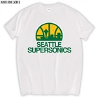 Футболка Seattle Supersonics, хлопковая Модная брендовая футболка, Мужская Новая высококачественная футболка стандартного размера евро