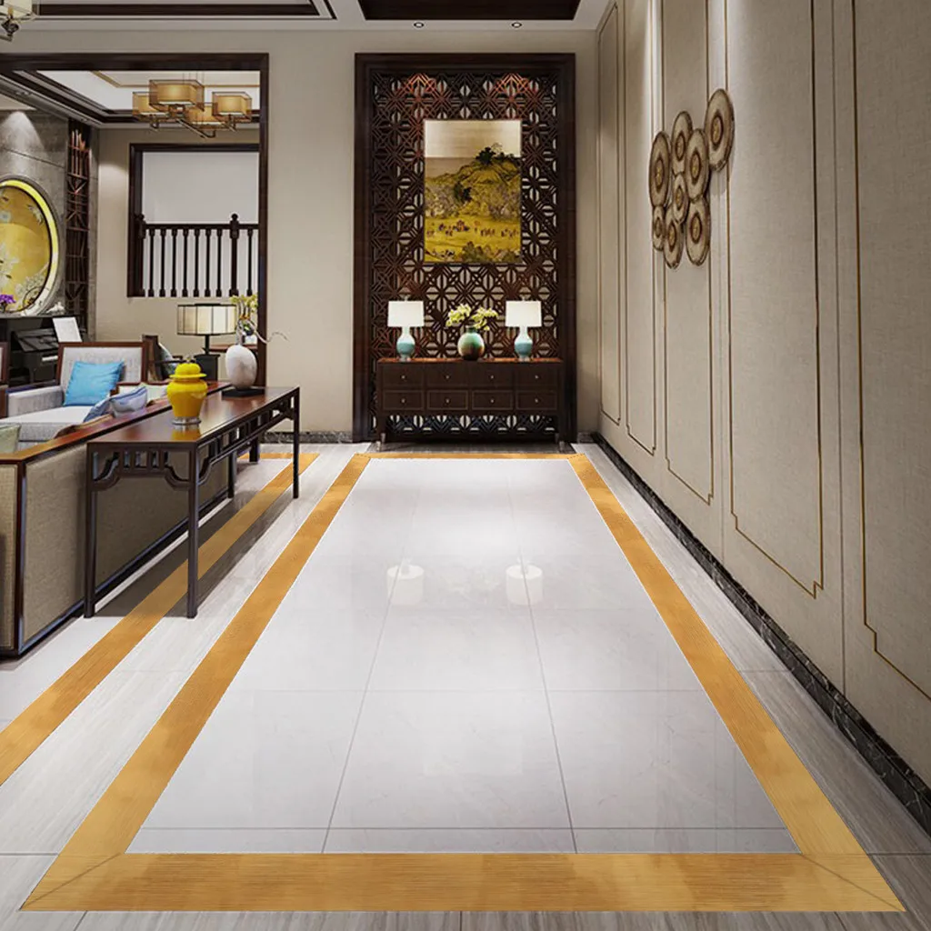 

2021 decoration vintage Gold Foil Ground Tile Decoration Room Floor Crevice Line Sticker