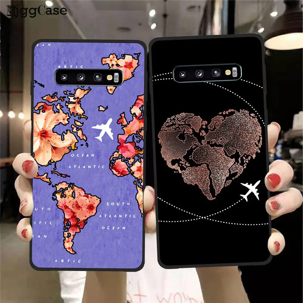 Мягкие чехлы с картой мира для Samsung Galaxy S11 S8 S9 S10 Plus lite S7 Edge A30 A50 A10|Бамперы| |
