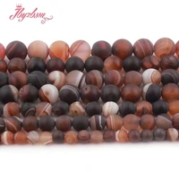 681012mm brown stripe agates round bead frost matte loose natural stone beads for necklace jewelry making spacer strand 15