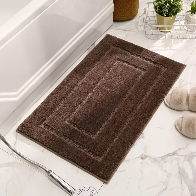 

Brown Soft Bathroom Antiskid Carpet Thickened Toilet Doormat Household Floor Mat Rectangle Water Absorption Blanket