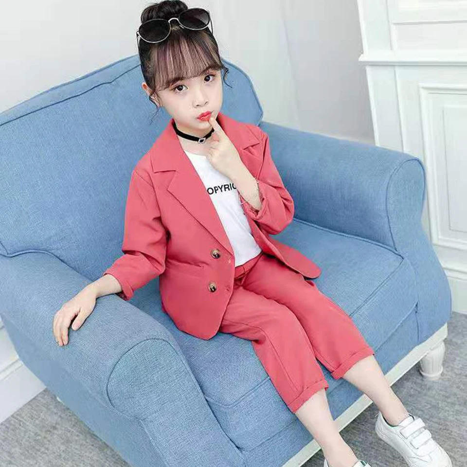 Новые костюмы для девочек милые топы с длинным рукавом + брюки из 2 предметов