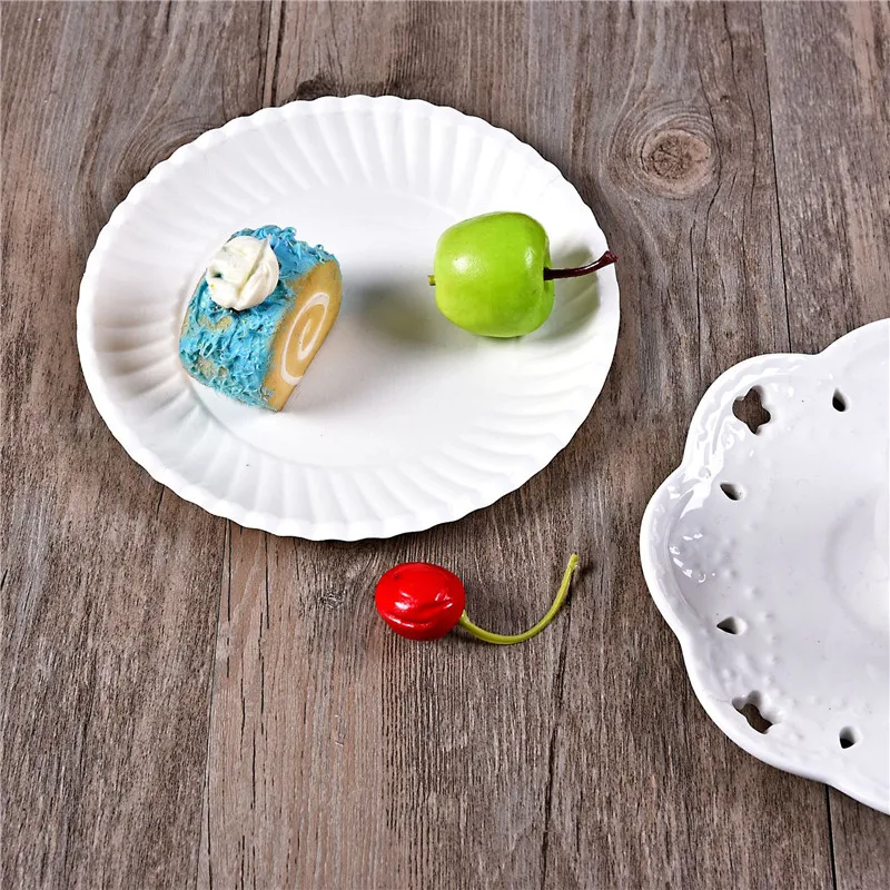 100 шт./упак. одноразовые тарелки лотка чистый белый картон для дня рождения