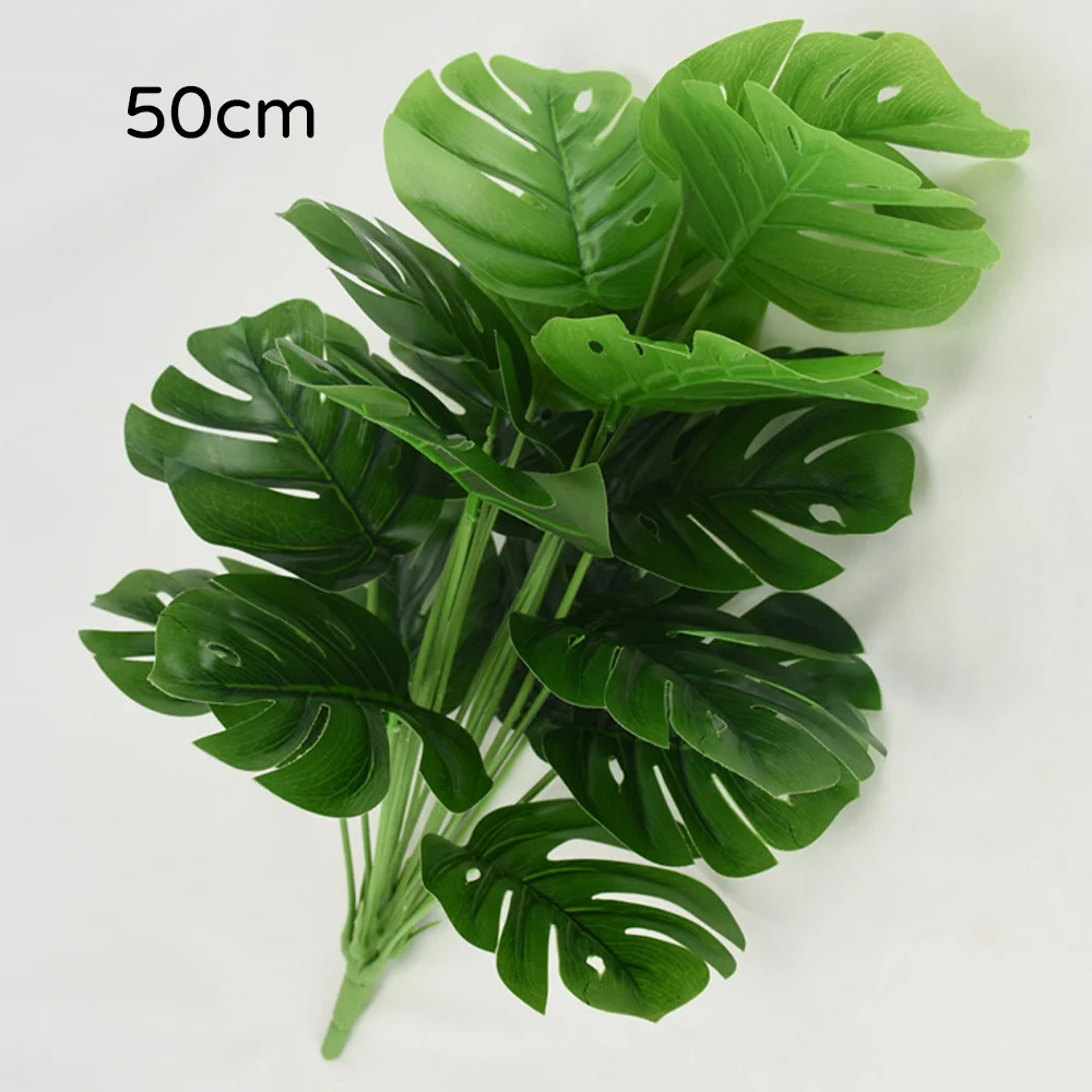 

Simulation 18-Pronged Leaf Artificial Monstera Branch Palm Fern Leaf Plant Foliage Green Home Decor Supplies
