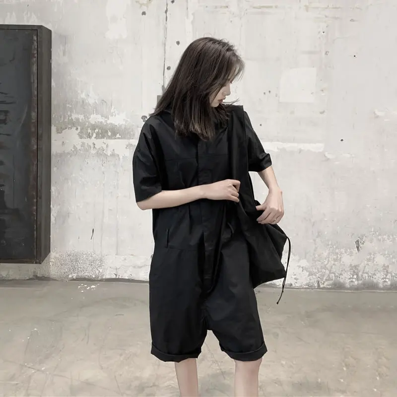 

XITAO Dark Style Siamese Overalls Fashion Trend Jumpsuits Wild Loose Plus Size Women Clothes 2020 Summer Thin Section DMY4512