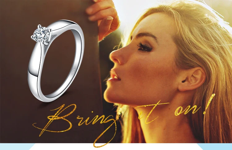 Jewelrypalace стерлингового серебра 925 0.2ct кубического циркония Пасьянс Обручение кольцо для девочки модные простые украшения для Для женщин кольцо