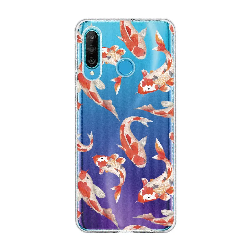Koi Fish Cherry Blossom Lucky Cat для huawei Honor mate 10 20 Nova P20 P30 P40 P умный мягкий кристально тонкий