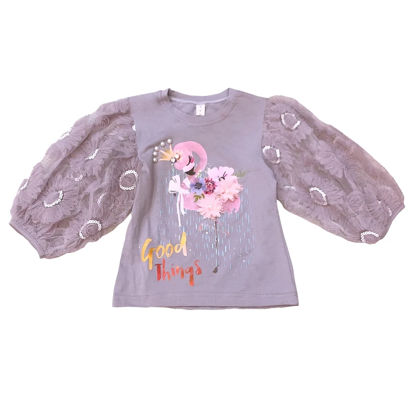 Baby girls 3D Flowers Princess t-shirt 2020 spring autumn new lace print tops shirt children clothes ws1371 | Детская одежда и