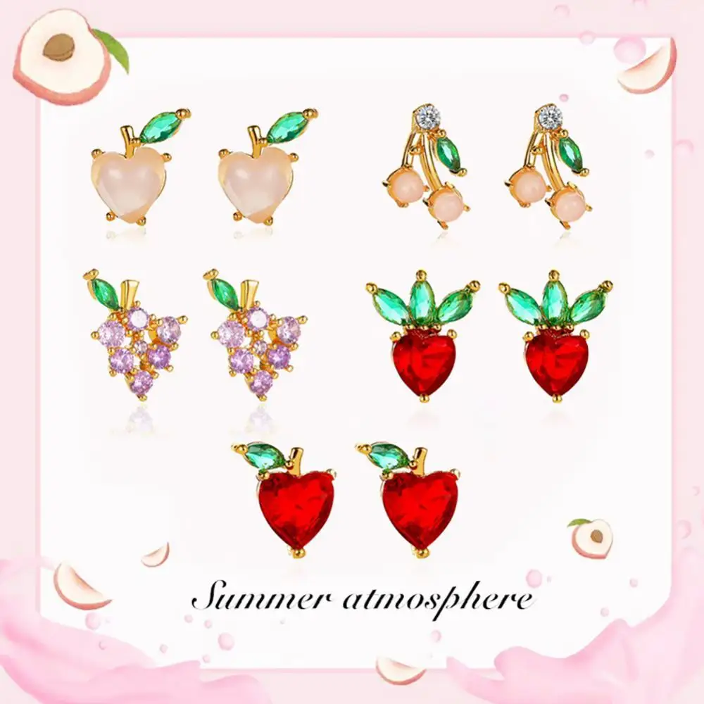 

Женская мода фруктовая Форма уха гвоздик со стразами инкрустация блестящие украшения подарок на каждый день