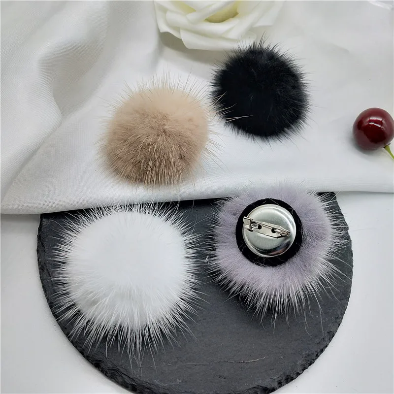 Милая булавка с помпоном из натурального меха булавка-брошка на лацканы Женская