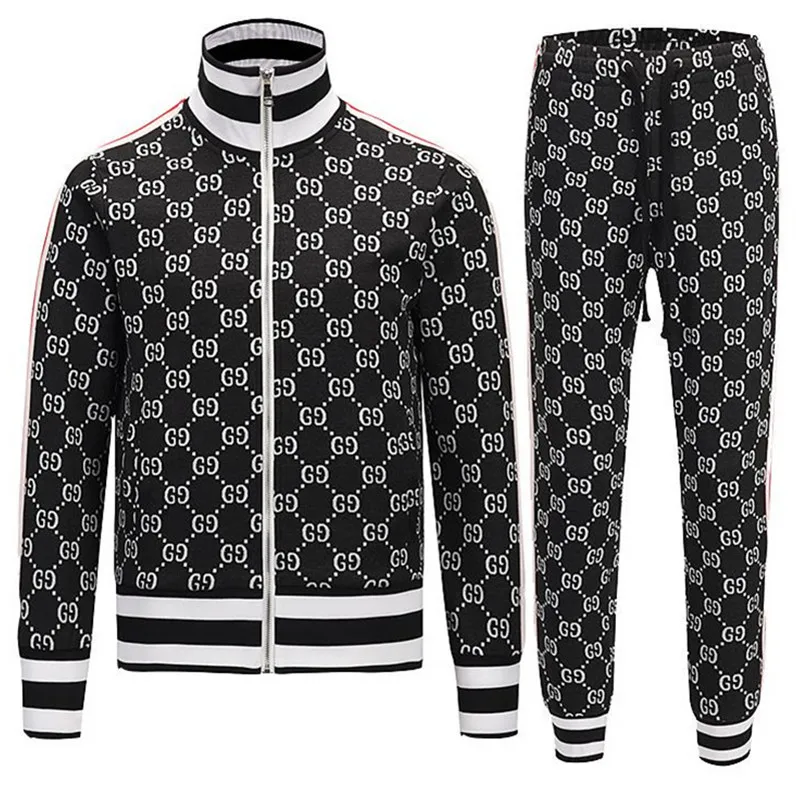 

2021 Autumn Men's Tracksuit Men Elastic Waist Patchwork Letter Trousers O-neck Leisure Set Joggering Sports Sportsuit Clothes