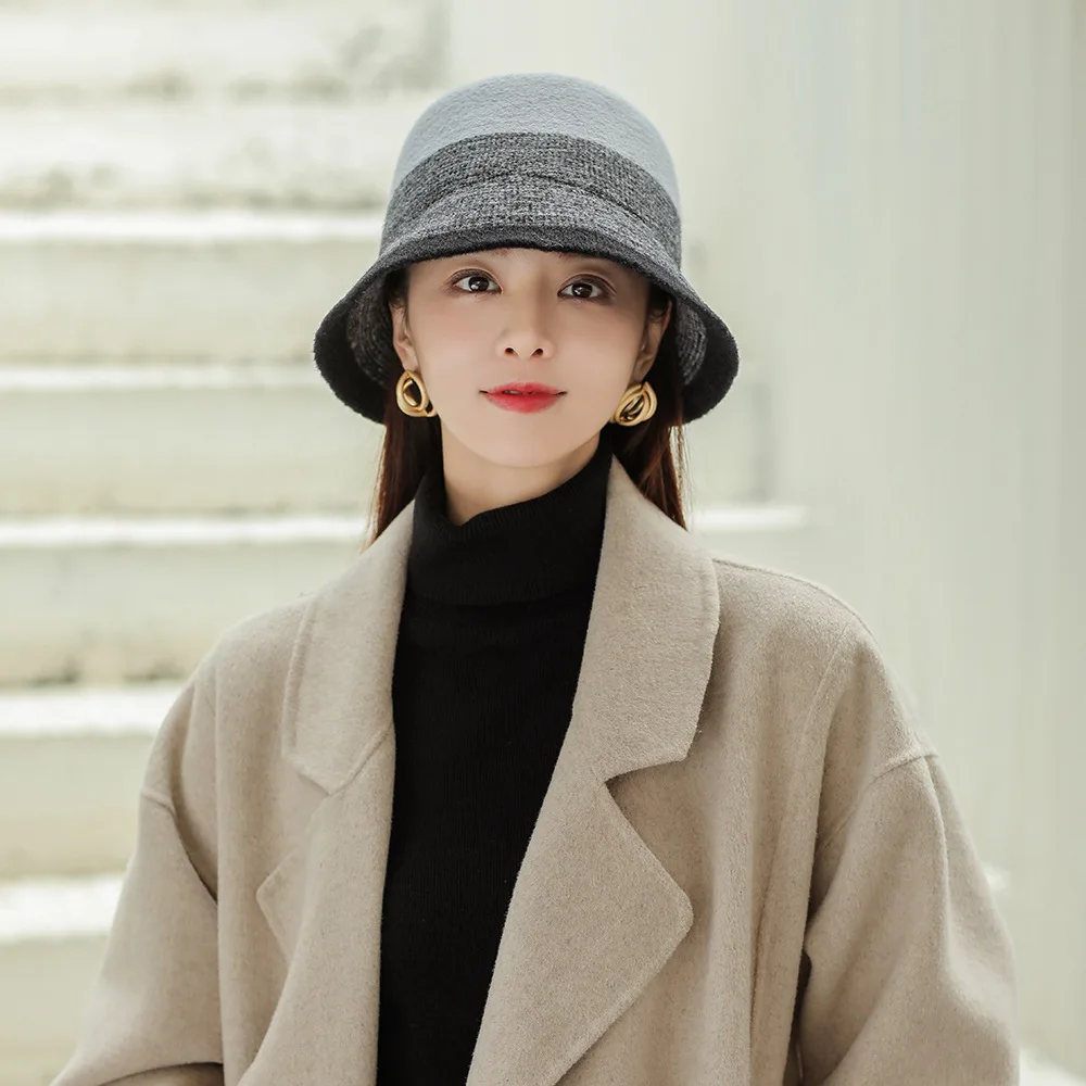 

The New 2022 Chaddar Fisherman Hat Female Japanese Joker Face Small Basin Cap Bucket Hat In Winter Luxury Cashmere Hat