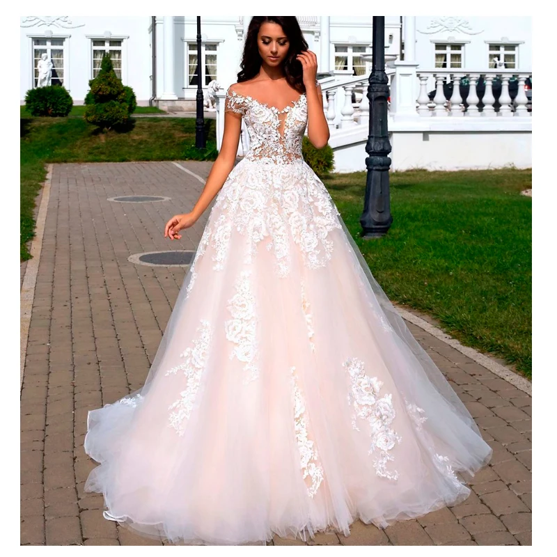 

Hi Shy Bride New Simple Wedding Dress Backless Sleeveless Design Chiffon Lace Bride Dresses Princess Dress Plus Size Tailor-made