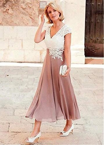 Платья для матери невесты с v-образным вырезом женщин Цвет слоновой кости