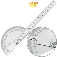 14 5cm 180 degree adjustable stainless steel multi function conveyor round head angle ruler mathematical measuring tool
