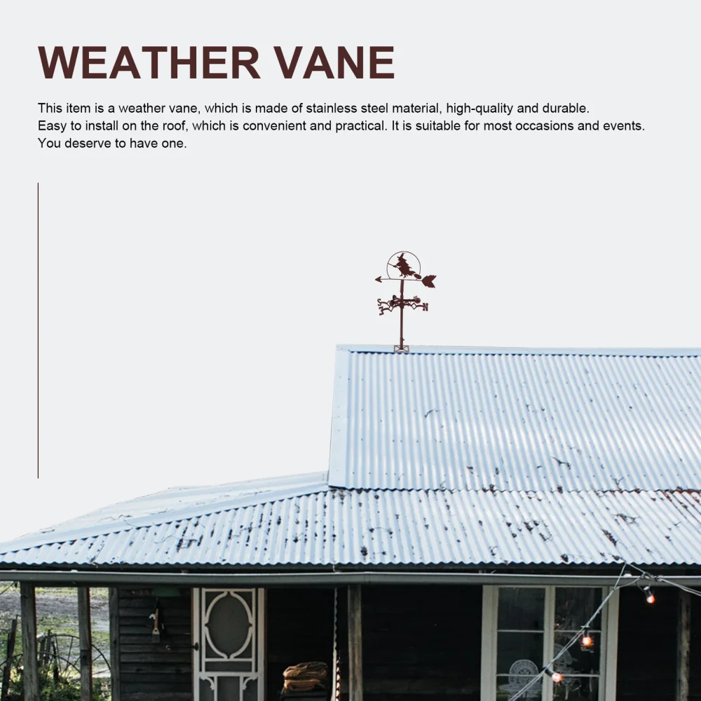 

1Pc Witch Weathervane Stainless Steel Weather Vane Metal Direction Vane