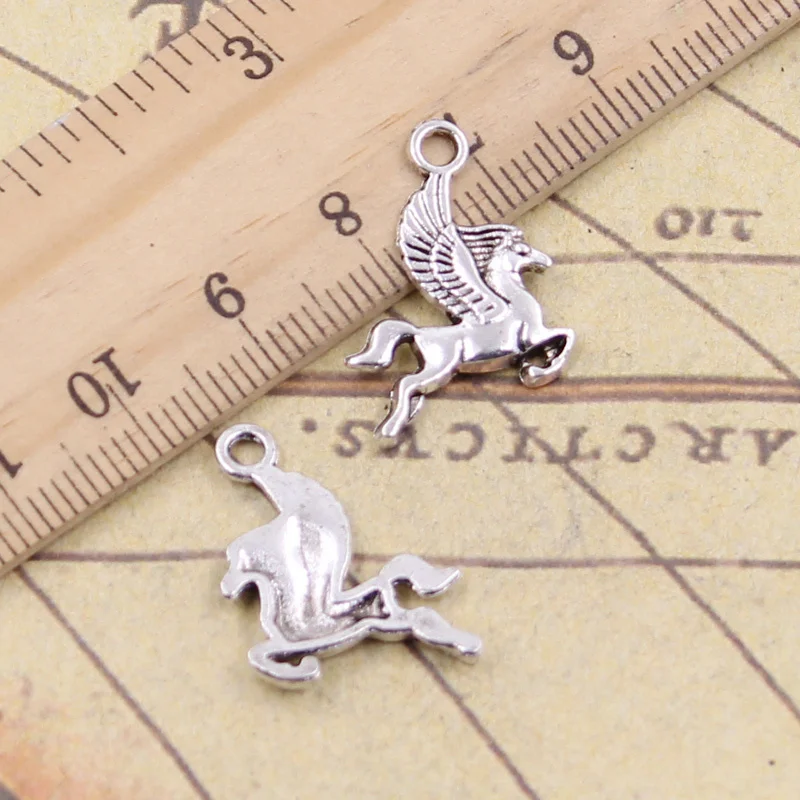30 шт. Подвески Pegasus Flying Horse 20x15 мм тибетские бронзовые Серебристые антикварные
