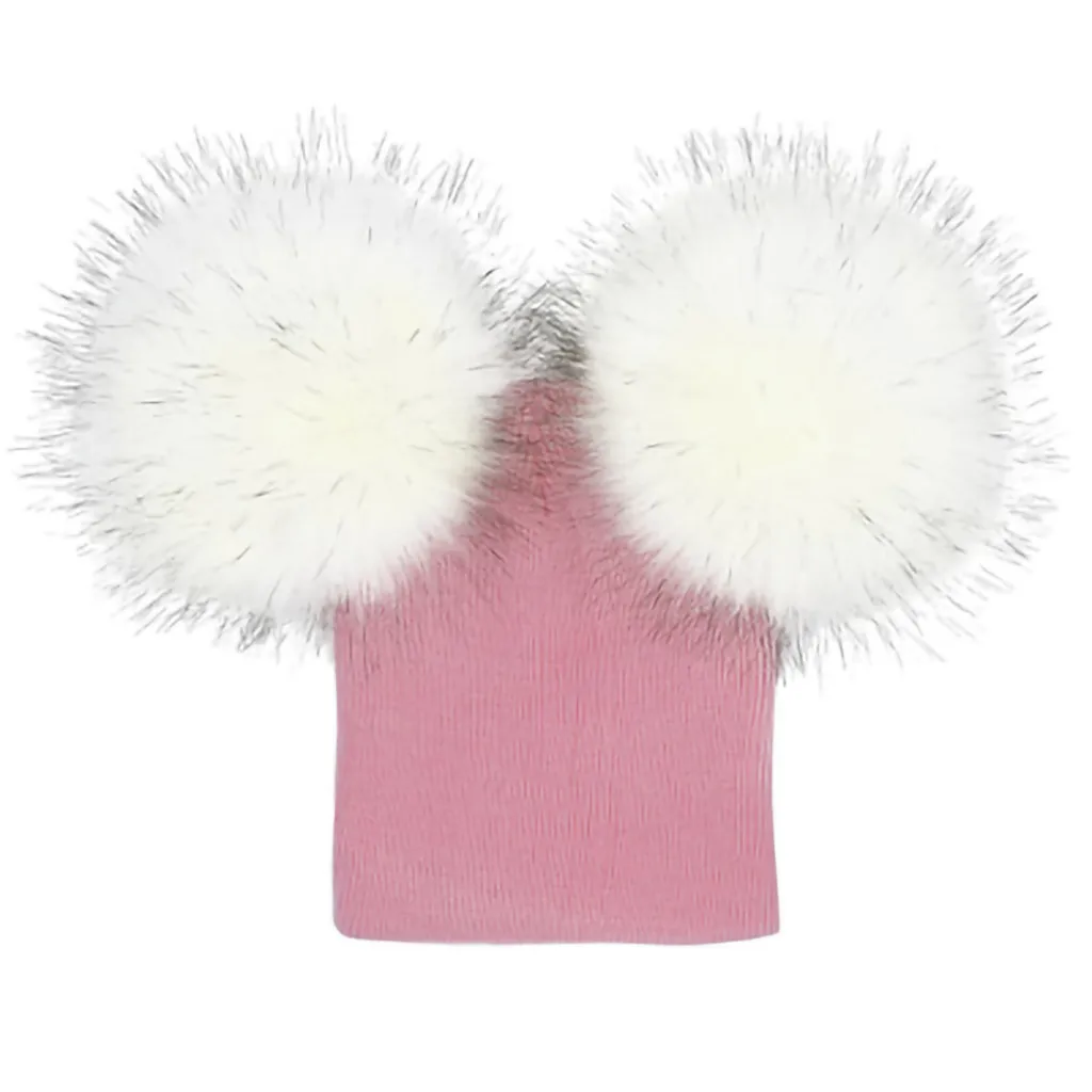 

Infant Baby Girls Boys Crochet Knit Winter Warm Faux Furs Ball Hat Beanie Cap