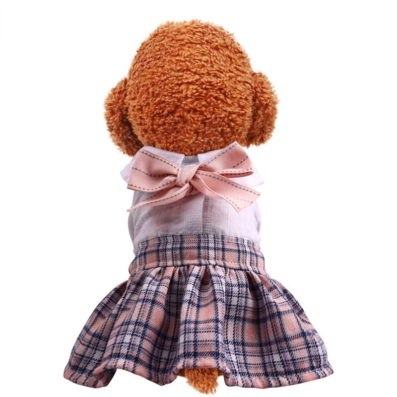 Платье для домашних животных собак кошек юбка принцессы розовая школьная в