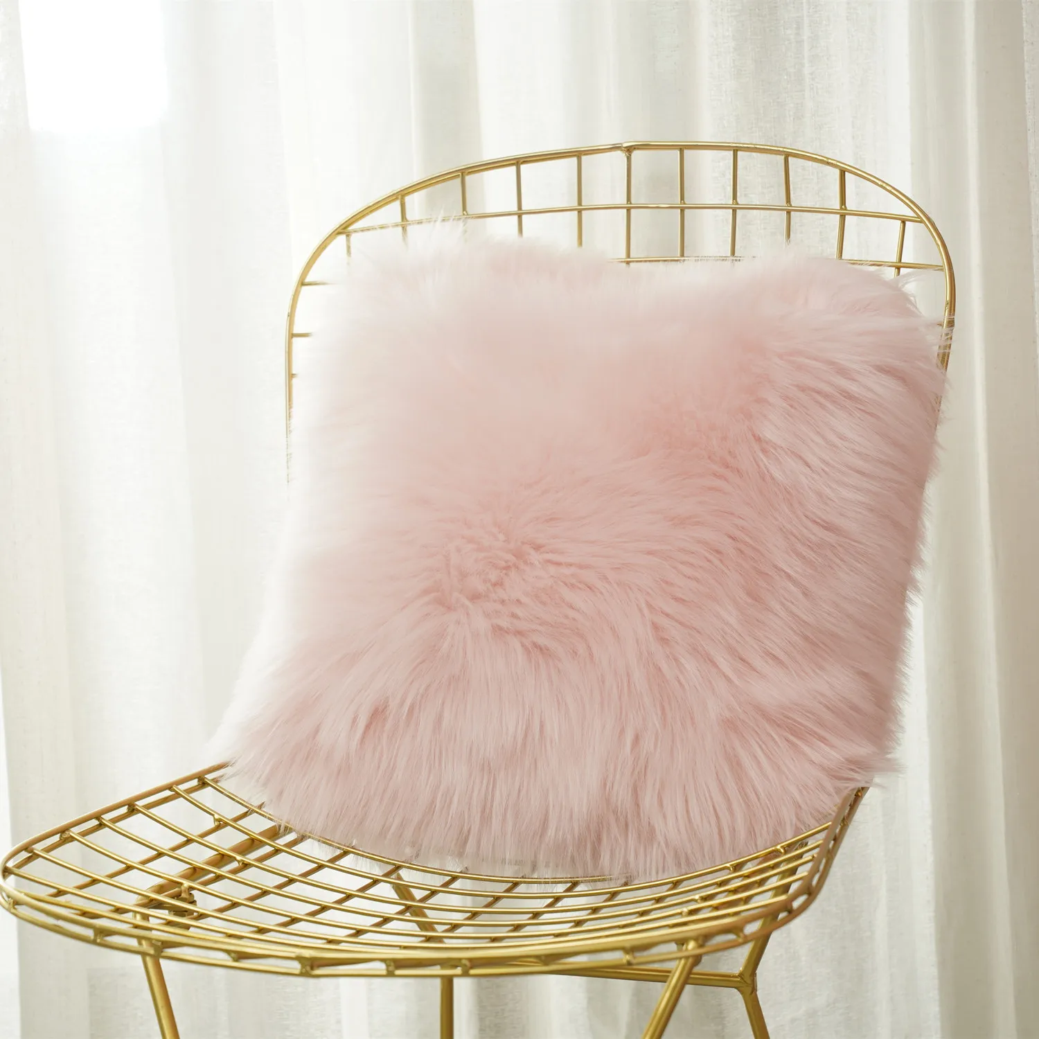 new  Artificial Wool Fur Sheepskin Cushion Cover Hairy Faux Plain Fluffy Soft Throw Pillowcase Washable  Solid Pillow Case