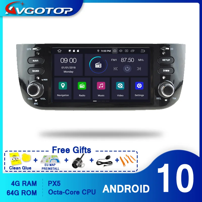 AVGOTOP Android 10 4 Гб + 64 ГБ Автомобильный DVD плеер для FIAT LINEA 2012 2015 / GRANDE PUNTO EVO 2009 IPS HD экран