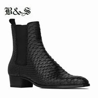 black street cowhide crocodile pattern slip on wedge chelsea boots handmade pionted shoes dropship