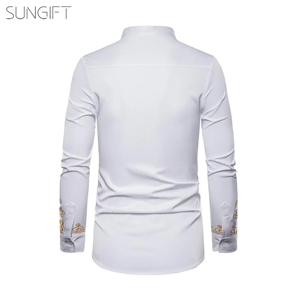 SUNGIFT африканская стильная стойка воротник с пуговицами рубашка для мужчин