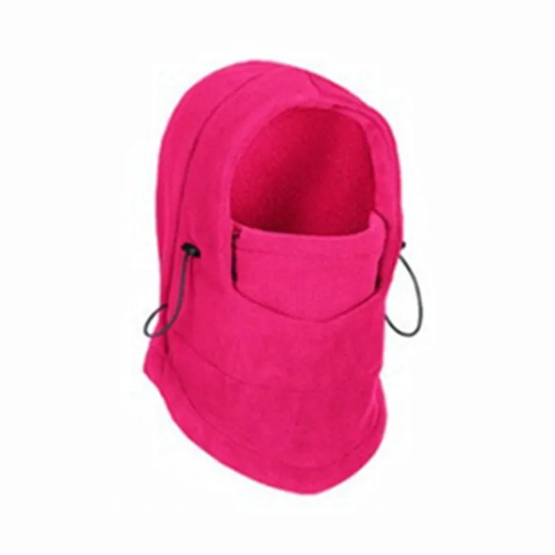 Rose red Модная 6 в 1 Балаклава для шеи зимняя шапка для лица флисовый капюшон Лыжная маска теплый шлем - Цвет: Rose red