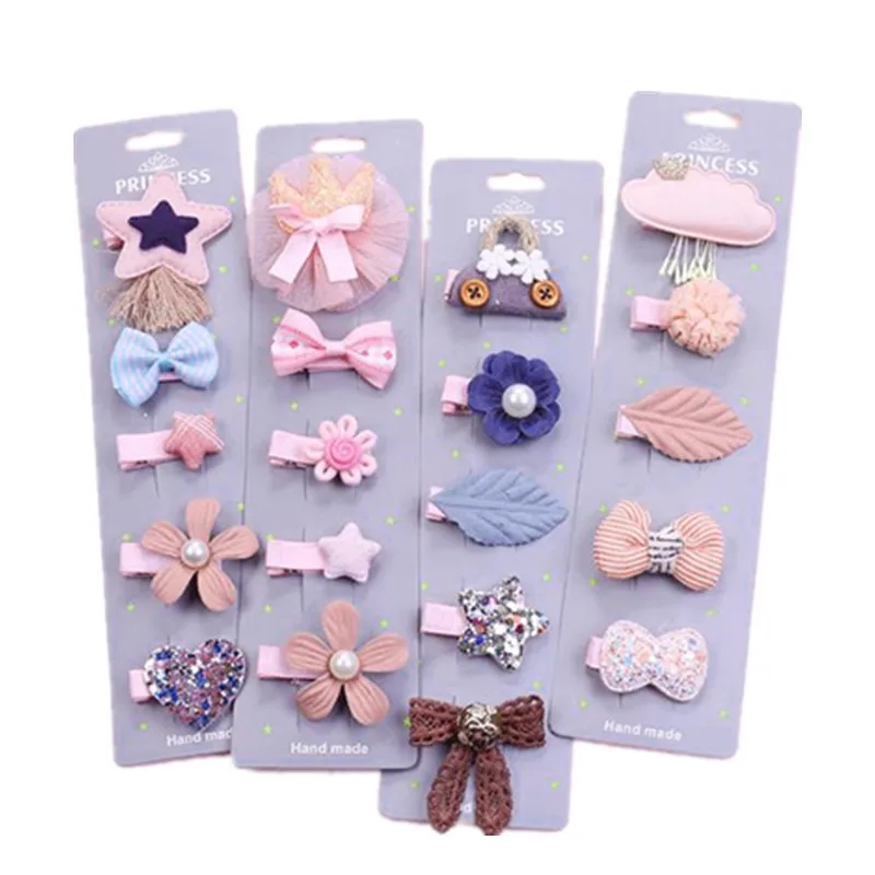 

Cartoon 5 Pcs/Set Crown Bow Girls Fashion Cute Hair Pins Handmade Princess Barrettes Kids Hair Accessories