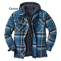 explosive mens clothing european american autumn and winter models thick cotton plaid long sleeved loose hooded jacket