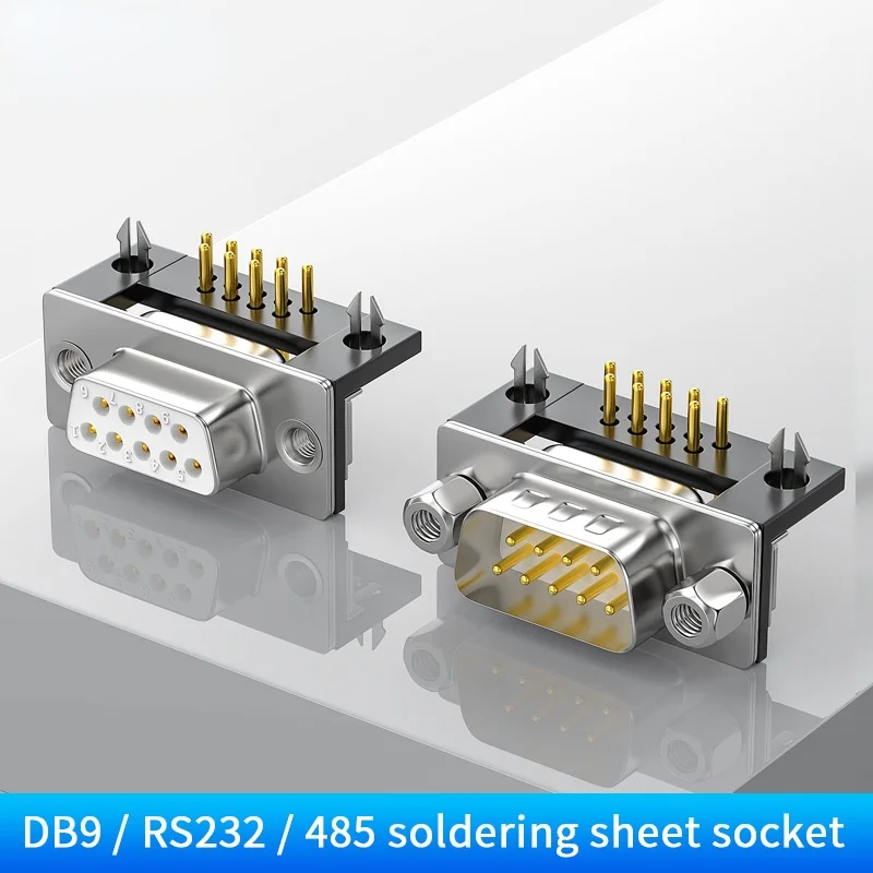 

DB9 Male Plug Female Socket Welding Plate 2 Rows 9 Pin Serial Port Connector D-SUB 9 Adapters 90 Degree RS232 / 485