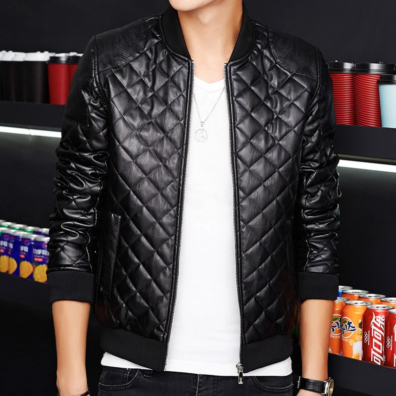 Мужские Винтажные кожаные куртки и пальто повседневные Черные байкерские из