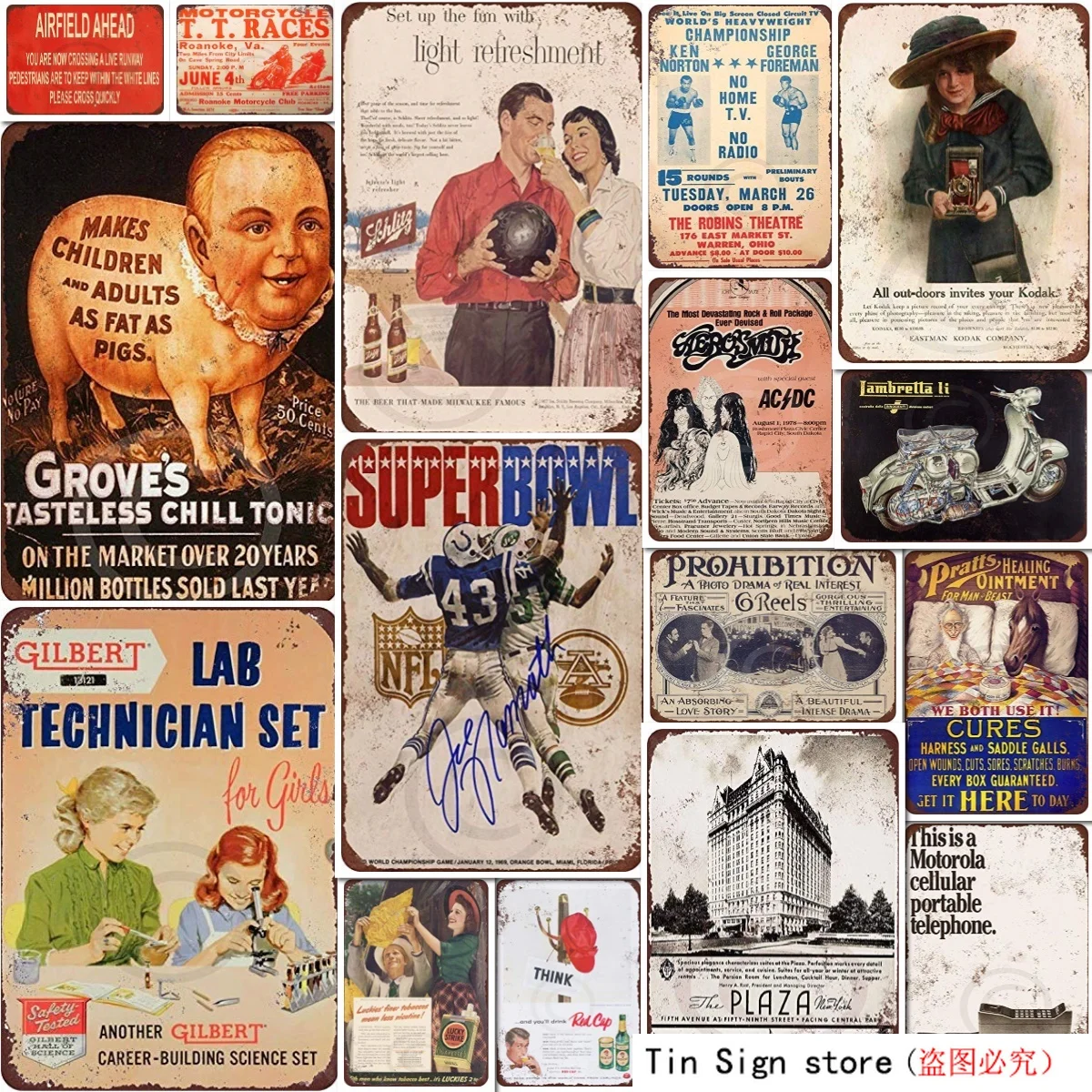 Оловянная вывеска Aerosmith и AC/DC в Южной Дакоте Алюминиевый металлический знак 8х12