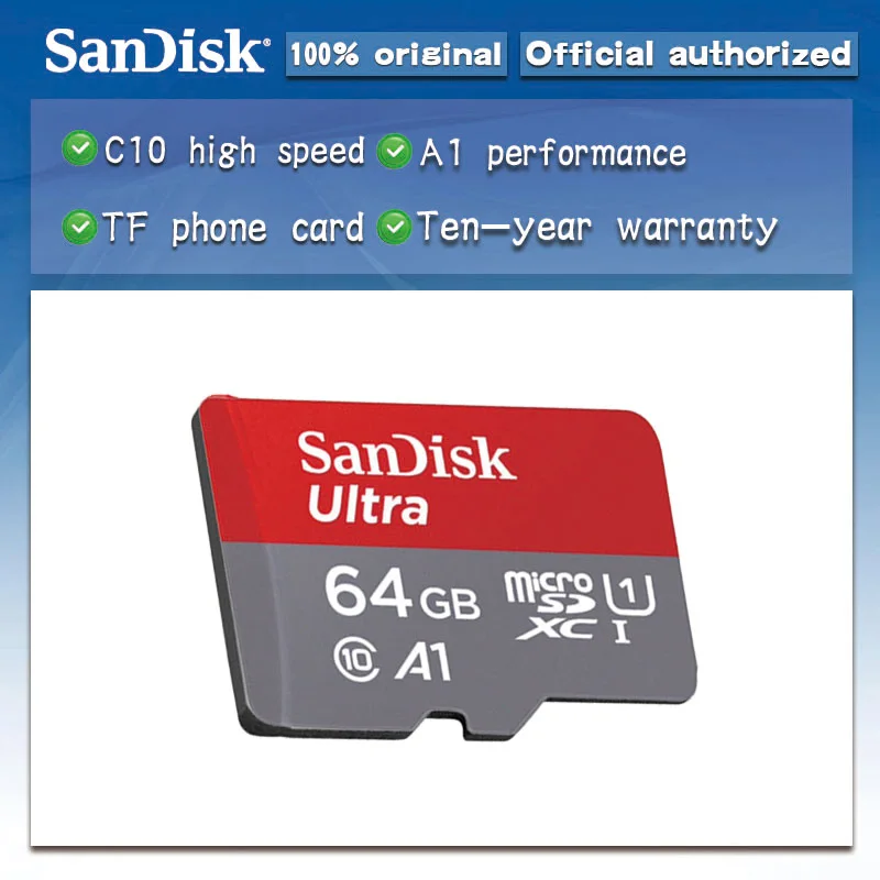 SanDisk Ultra micro SD карта 64 Гб памяти microSD TF microSDXC UHS-I для смартфонов cartao de memoria A1 |
