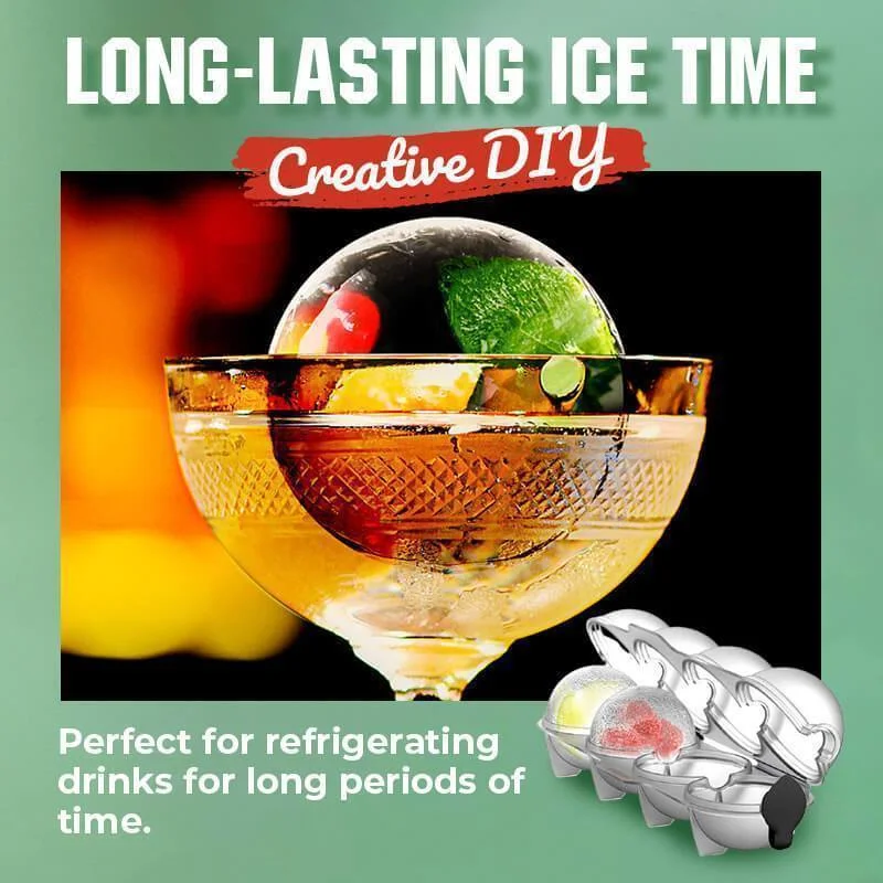 

4-полостная форма для льда, гибкая силиконовая форма для виски, коктейля, «сделай сам», Круглый ледяной шар, ледяная решетка для вечевечерние, для бара, кухонный инструмент
