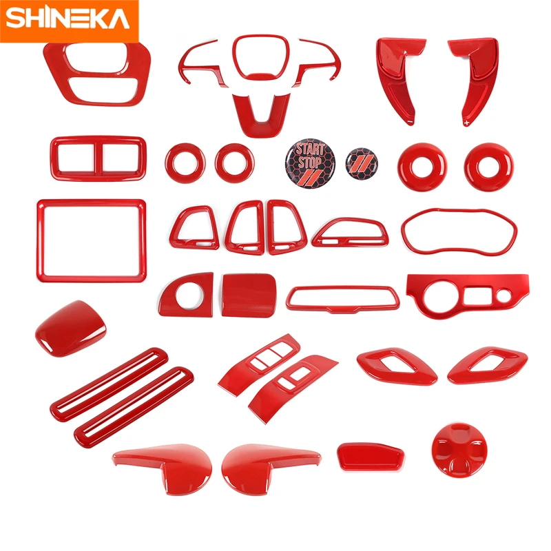 

SHINEKA Interior Stickers For Dodge Challenger Car Inner Red Decoration Cover Stickers For Dodge Challenger 2015+ Car Styling