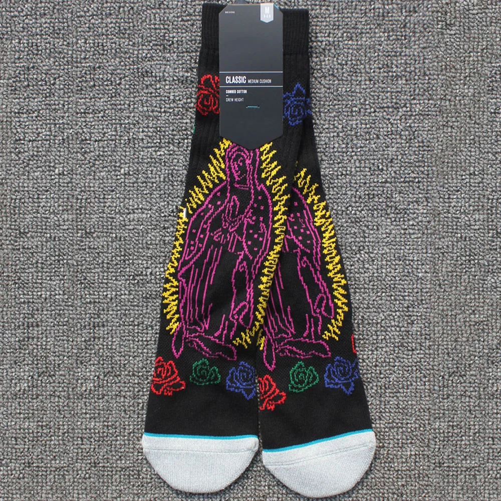 

New God Bless Novelty Skateboard Socks for Men Hip Hop Fashion Brand Basketball Socks Sports