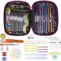 100pcs knitting crochet hook needles set with case aluminum multicolor yarn knitting needles sewing tools gifts for mom women