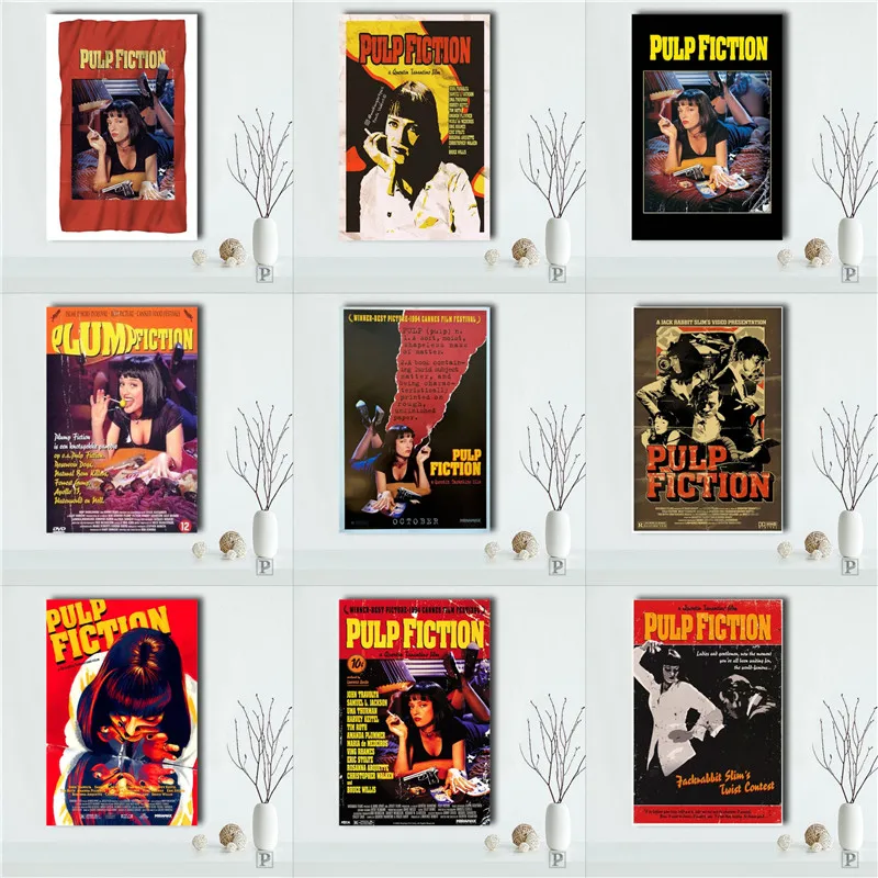 

Classic Movie Pulp Fiction Quentin Tarantino Vintage Canvas Painting Funny Art Posters and Print Wall Art Picture for Home Decor