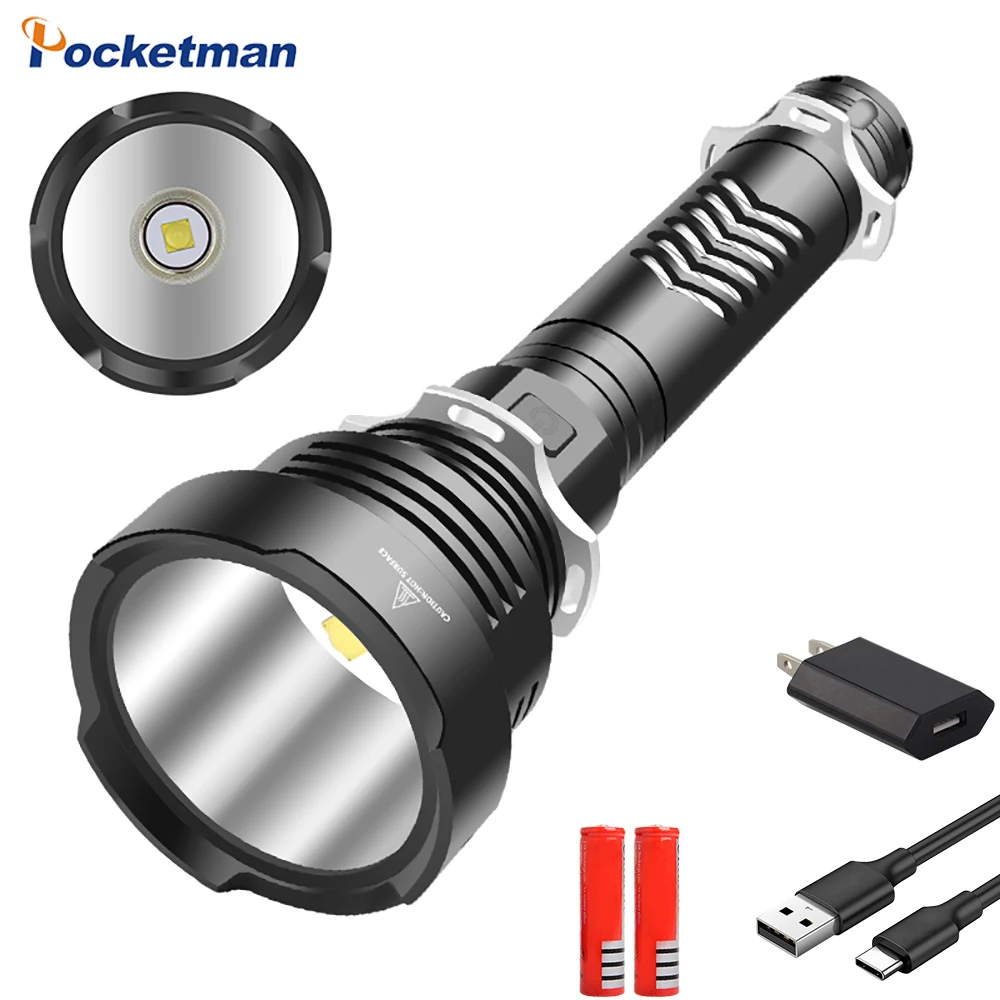 

Ultra Bright LED Flashlight USB Rechargeable Flashlight XHP90 Torch Light Lanterns for Outdoor Camping Flashlight