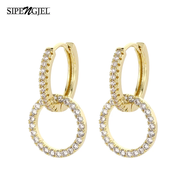 

SIPENGJEL Fashion Round Circle Dangle Drop Earrings Geometric Round Small Hoop Earrings For Women Jewelry 2021