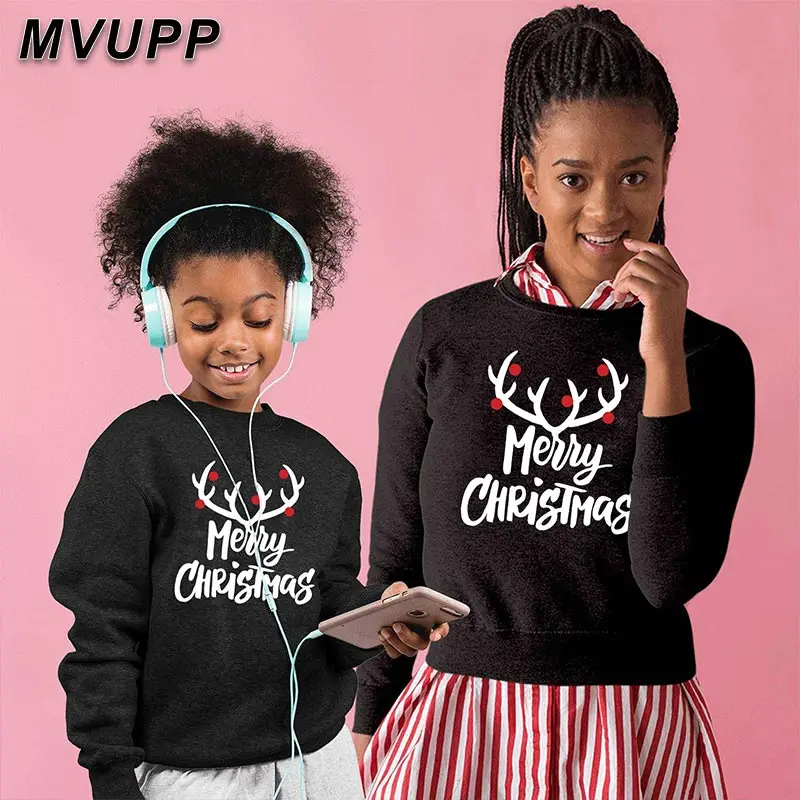 Семейный Рождественский свитер одинаковые толстовки с капюшоном рисунком оленя