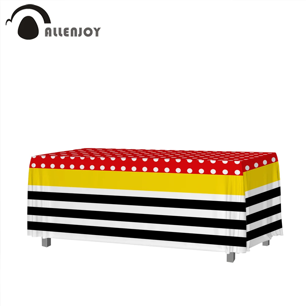 

Allenjoy Rectangular Tablecloth Dot Colorful Stripe Birthday Party Home Textile Baby Shower Waterproof Banner For The Table